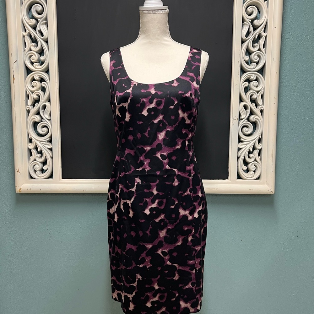 Ann Taylor Purple and Black Leopard print Sheath Dress